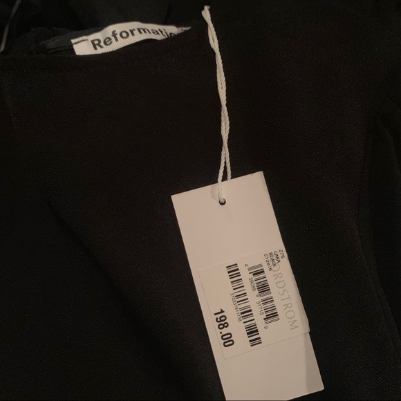 Reformation Cara Dress Black High Slit Mini - Picture 4 of 4